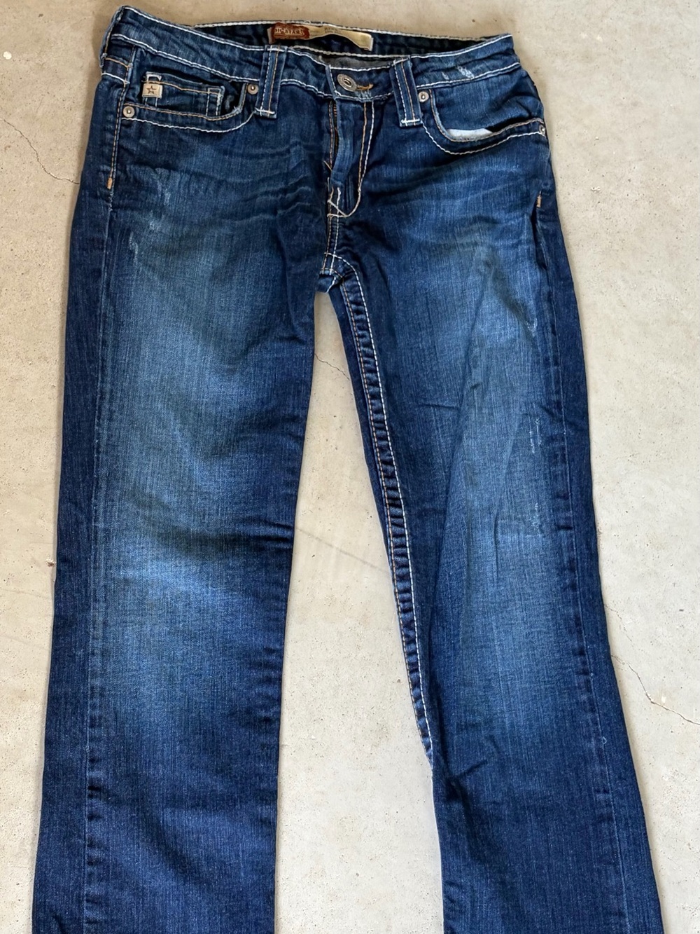 Big Star Rikki Low Rise Fit Dark Wash Jeans Size 26 Contrast Stitch